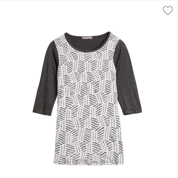 Loveappella Keaten Lace Front Knit Top - Picture 1 of 6